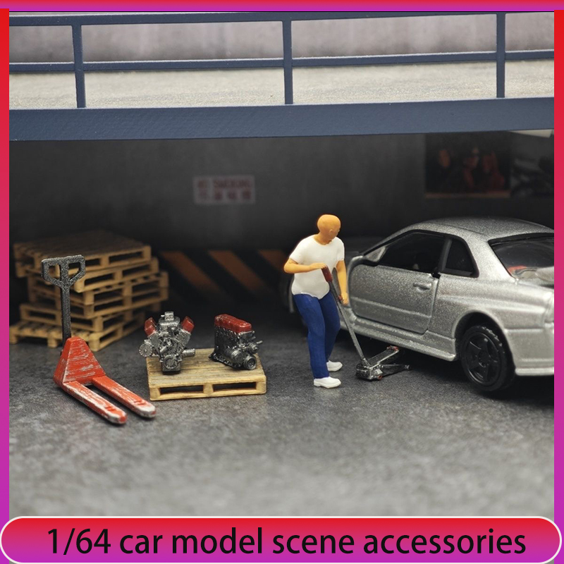 Car Jack - 1:64 automodel reparatiewerkplaats scènedecoraties, krik, minifiguur,