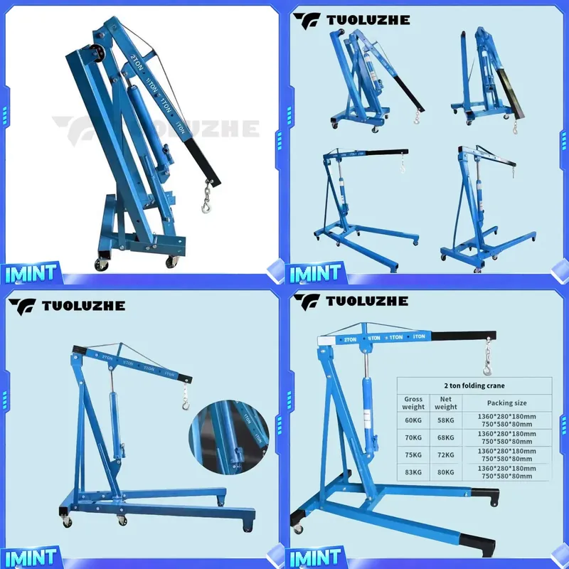 Car Lift - 2-tons opvouwbare blauwe auto-motorheftruck hydraulische kraan