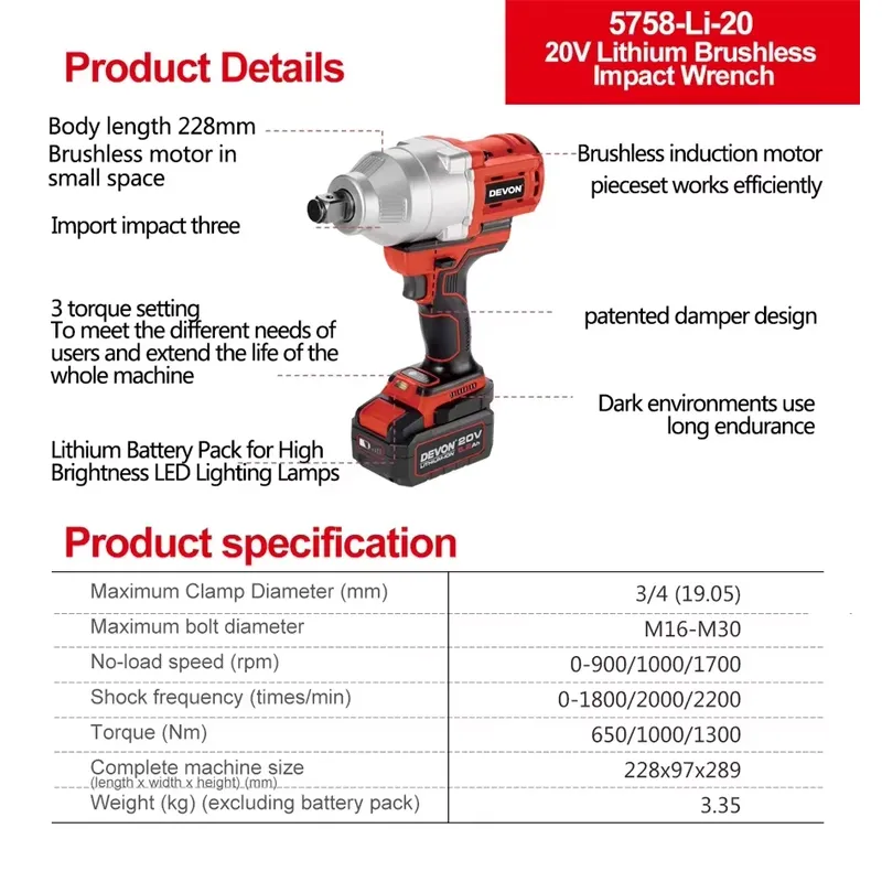 Devon 20V slagmoersleutel met  - Torque Wrench recensie en prijs